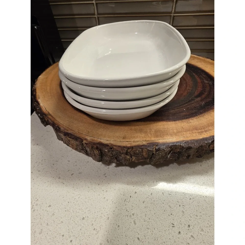 Set of 4 CORNING WARE SIDEKICK P-140-B White Set Oval Snack Dishes Clean